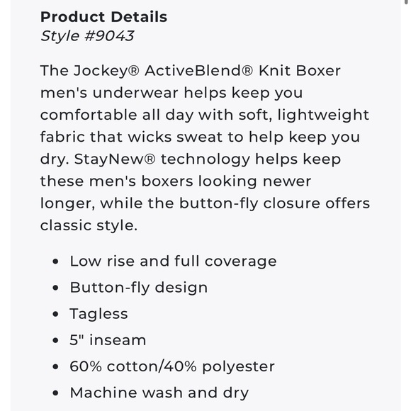 New Men’s Medium, Jockey cotton 5” Activeblend knit boxer in cactus pine - Picture 5 of 5